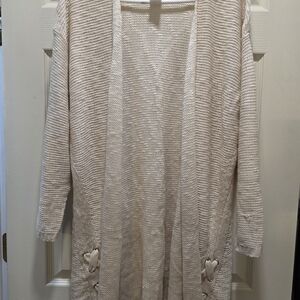 Terra & Sky Women's Beige Open-Front Cardigan